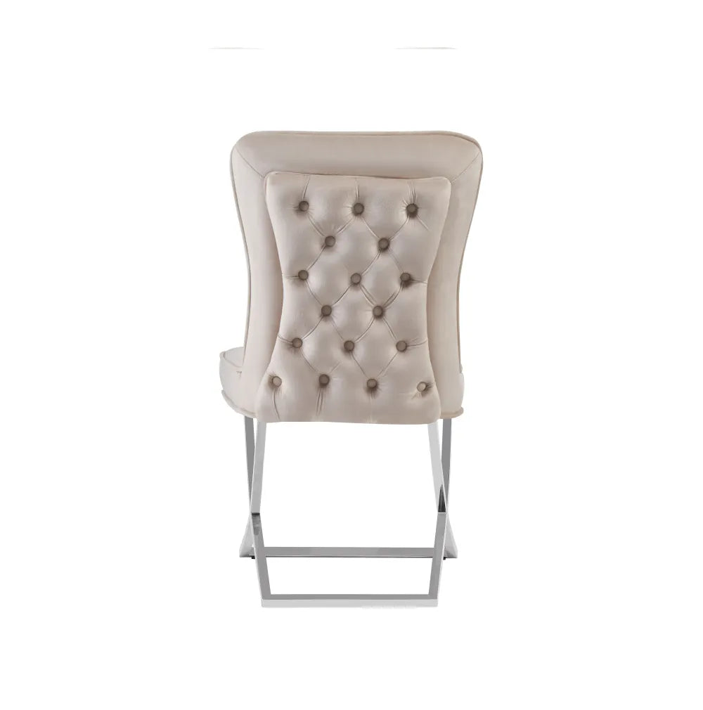 Chaise GABRIELLE pied CHROME velours BEIGE, TAUPE, ANTHRACITE, NOIR