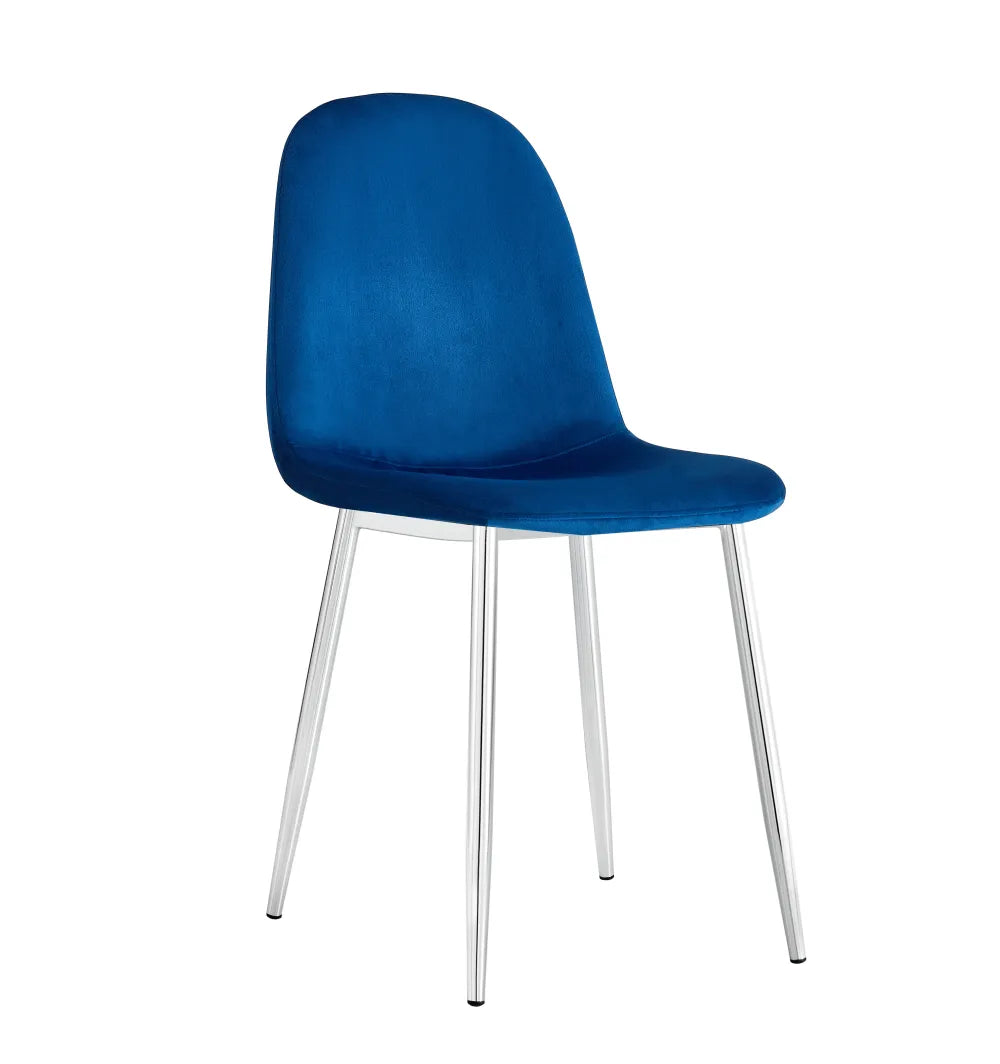 Chaise SCANDINAVE velours BLEU pied CHROME