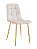 Chaise ELISA pied GOLD velours BEIGE, TAUPE, GRIS, ANTHRACITE et NOIR