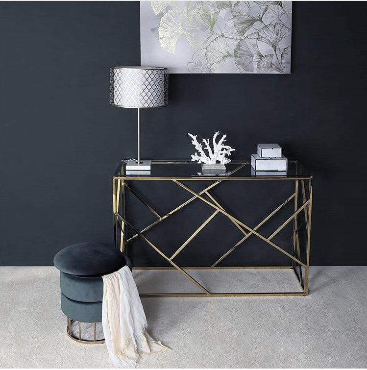Console GEOMAG Gold Verre 120x40x78 cm #couleur_transparent