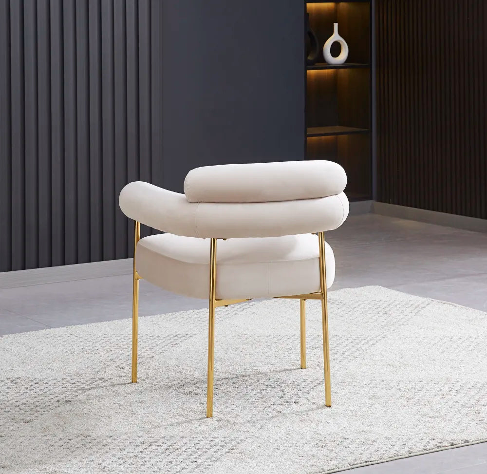 Chaise BULLE pied GOLD velours BEIGE