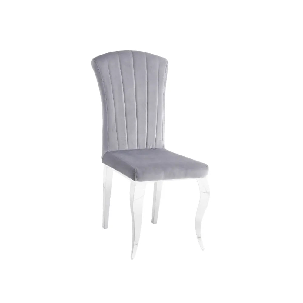 Chaise LOUIS chrome velours NOIR, ECRU, TAUPE, GRIS ET ARDOISE GRIS