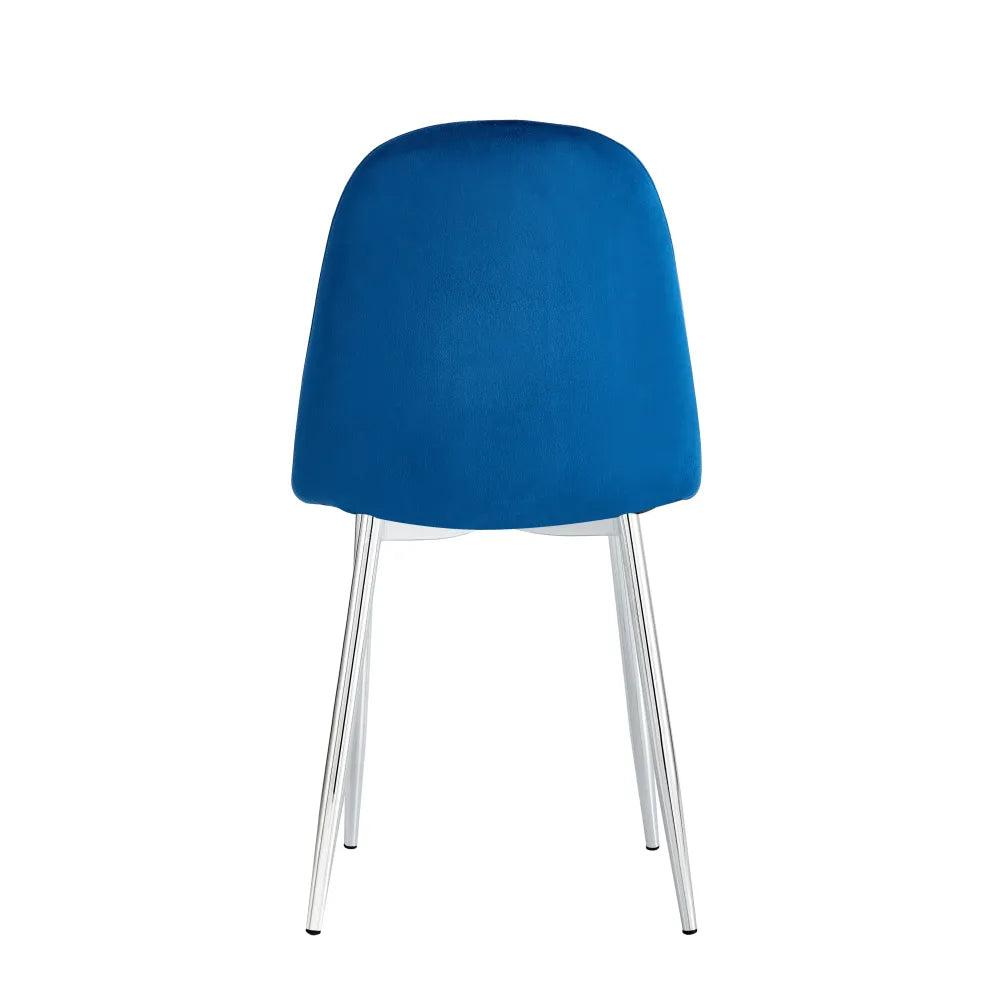 Chaise SCANDINAVE velours BLEU pied CHROME