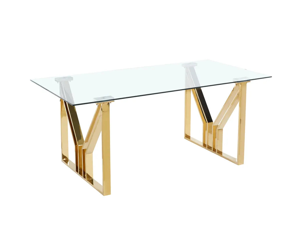 Table à manger IGREC GOLD PLATEAU TRANSPARENT 180x90x75cm