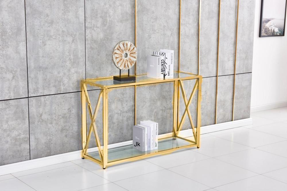Table console KENSY en verre 120x40x78 cm #couleur_gold