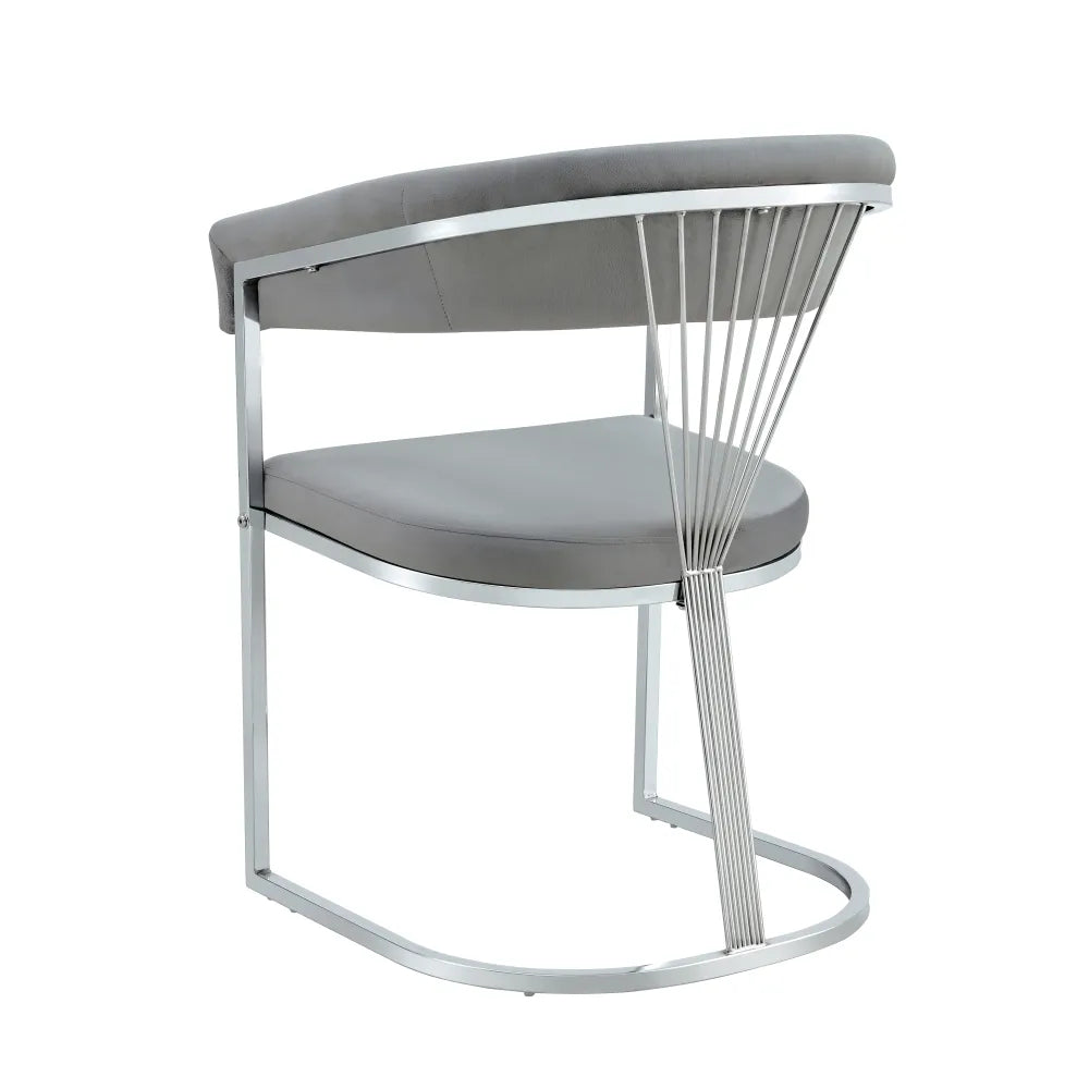 Chaise BRITTANY CHROME velours gris SILVER, BEIGE
