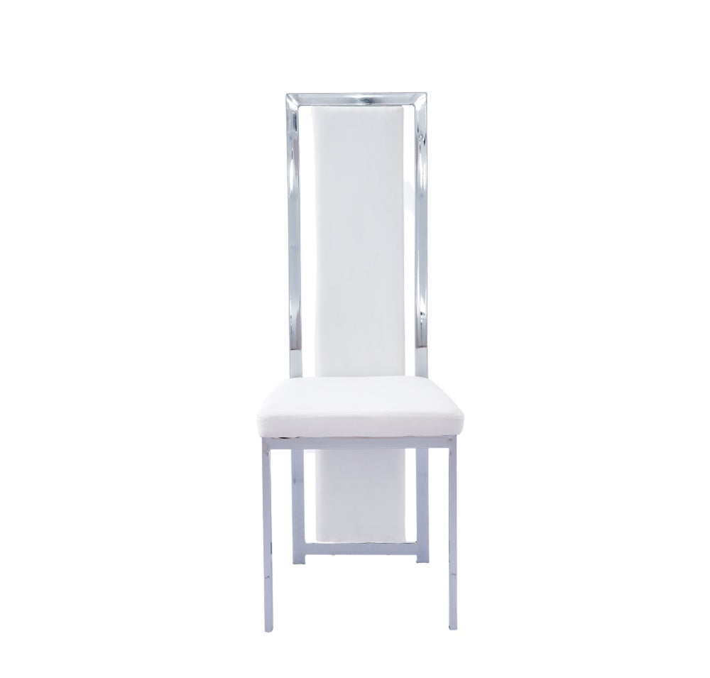 Lot de 6 chaises Dana simili cuir contour chromé #couleur_blanc
