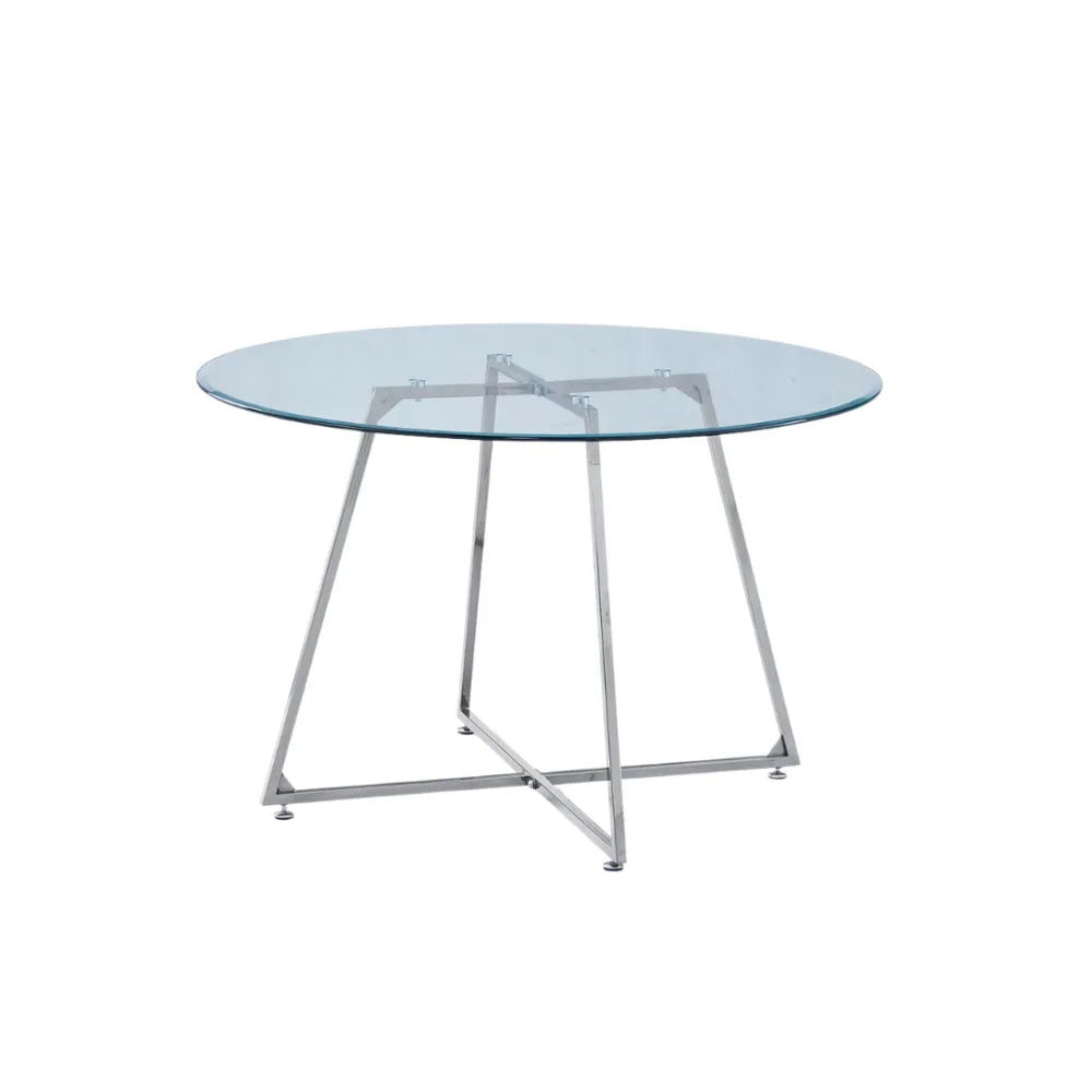 Table de repas HELOISE pied CHROME transparent 120cm de diamètre