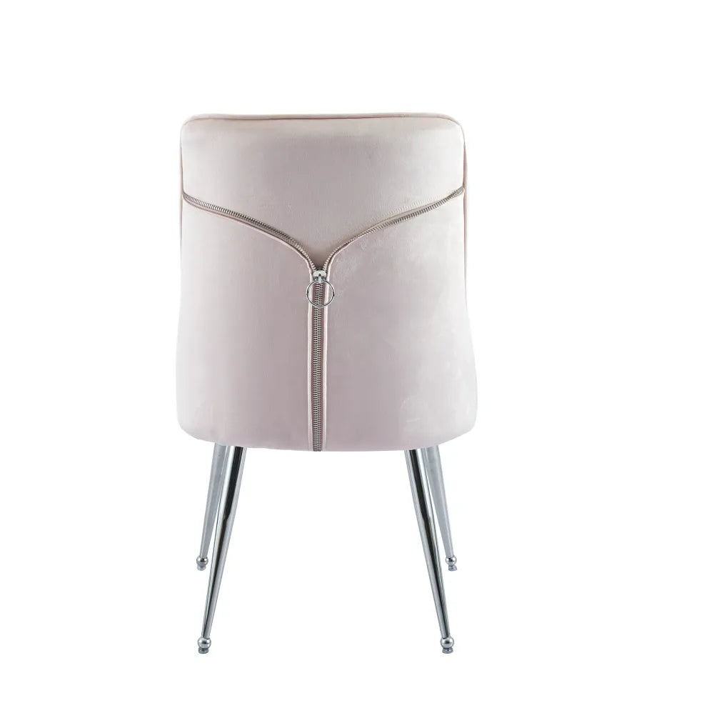 Chaise ZIP PIED CHROME velours MOKA, BEIGE, ANTHRACITE, NOIR et ROSE