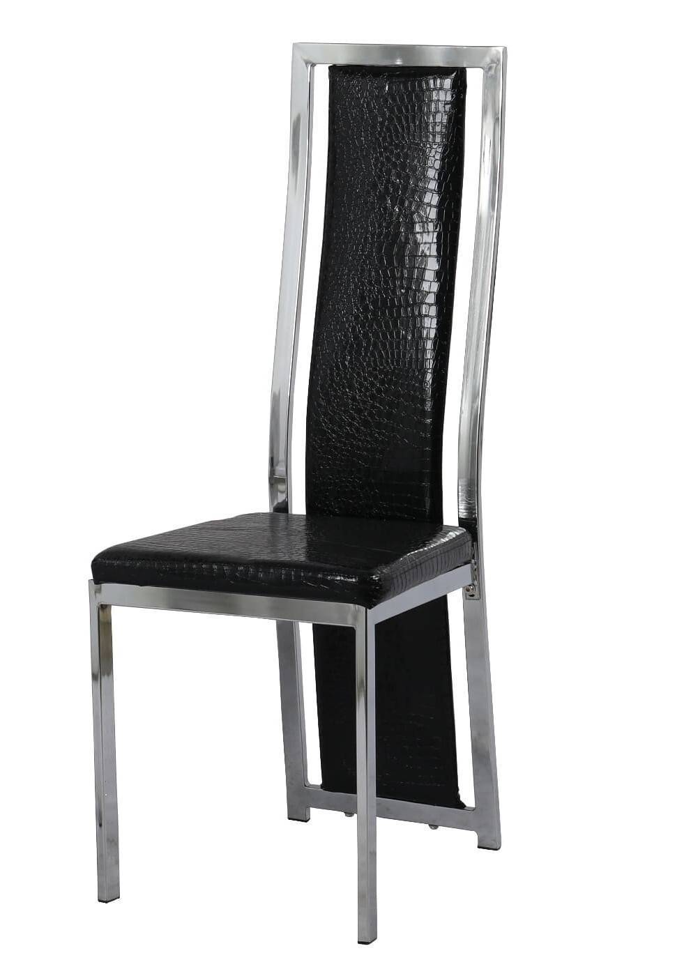 Lot de 6 chaises Dana simili cuir contour chromé #couleur_croco-noir
