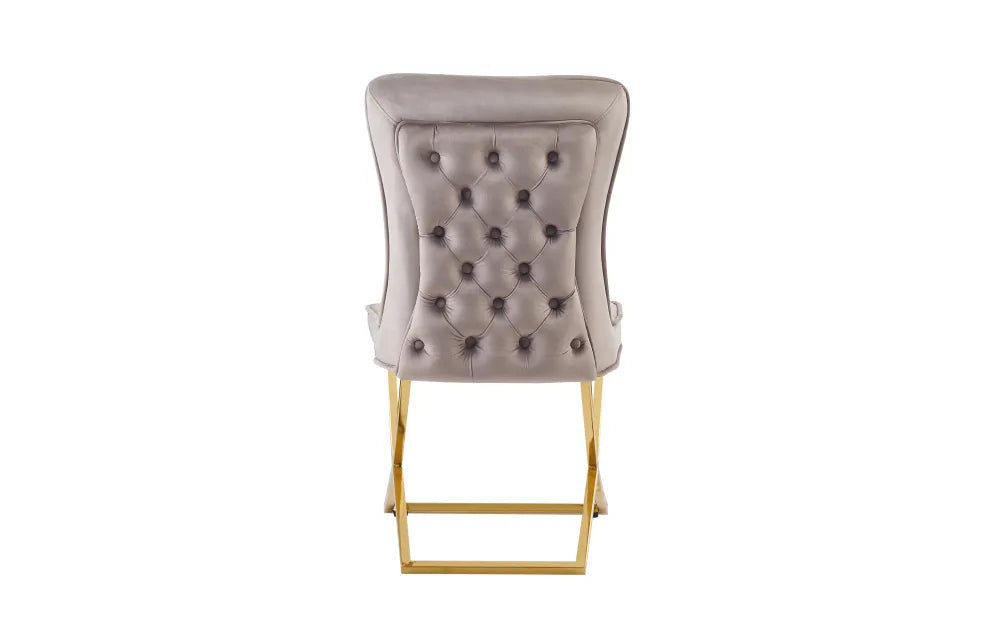 Chaise GABRIELLE GOLD velours BEIGE, TAUPE, ANTHRACITE et NOIR