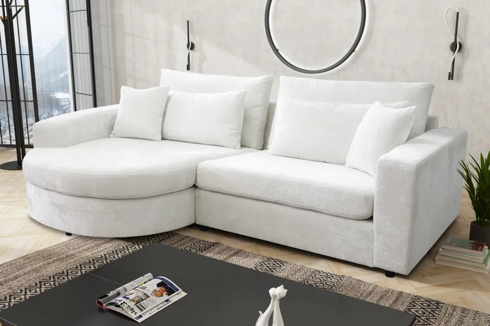 Canapé TURIN angle droit ou gauche doudou boucle 275x165cm
