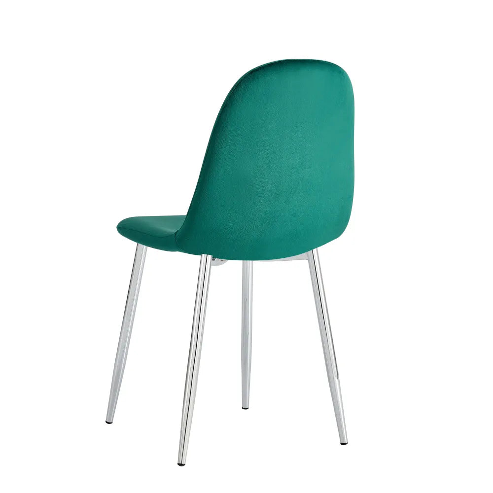 Chaise SCANDINAVE velours VERT SAPIN pied CHROME
