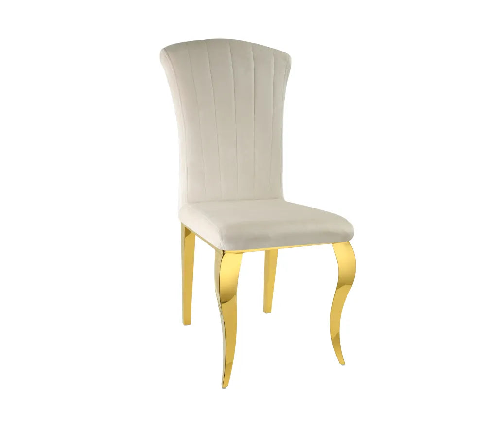 Chaise Louis GOLD en velours NOIR, GRIS, TAUPE, BEIGE et ECRU