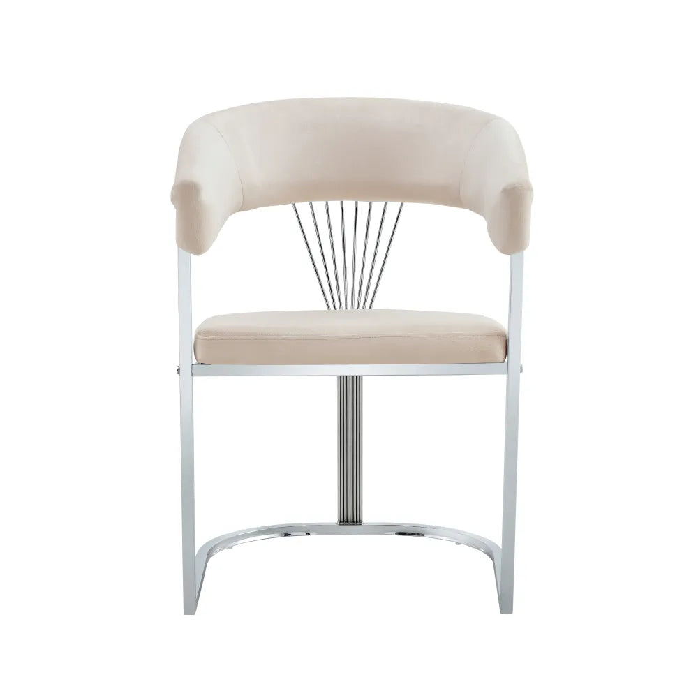 Chaise BRITTANY CHROME velours gris SILVER, BEIGE