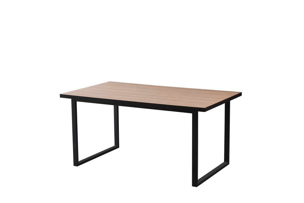 TABLE BELGRADE PIED METAL NOIR CHENE GRIFFE #couleur_beige