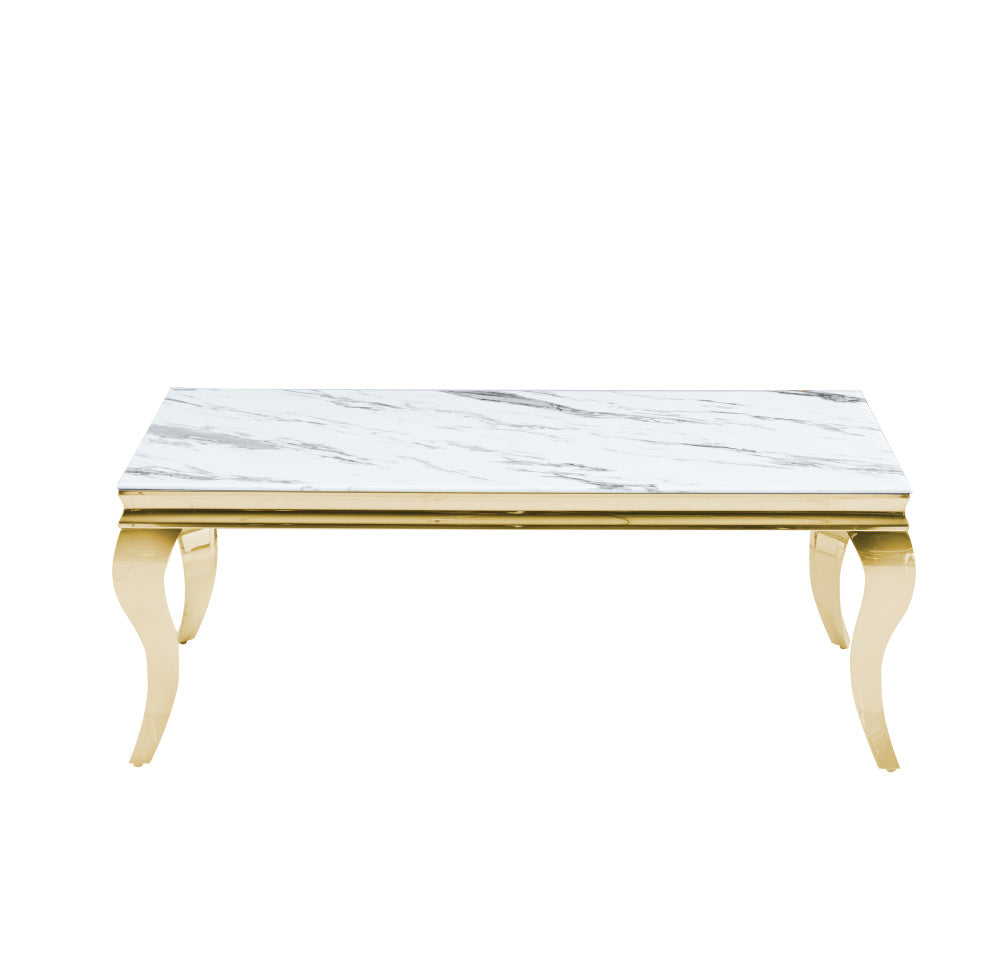 Table basse BAROQUE Gold  120x60x45 cm #couleur_marbré-blanc
