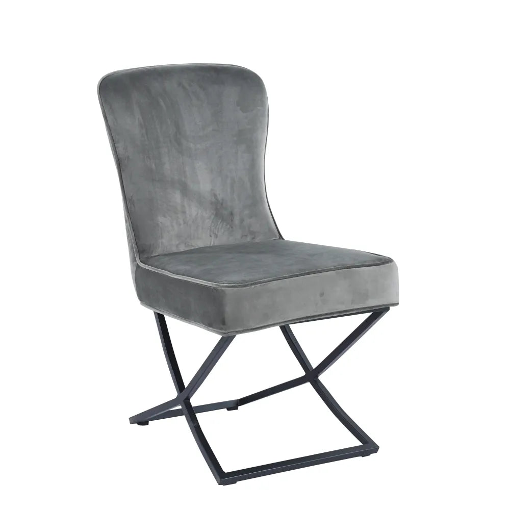 Chaise GABRIELLE METAL NOIR velours BEIGE, TAUPE, ANTHRACITE et NOIR