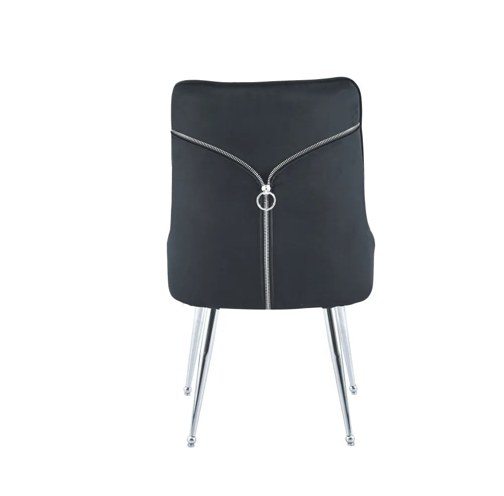 Chaise ZIP PIED CHROME velours MOKA, BEIGE, ANTHRACITE, NOIR et ROSE