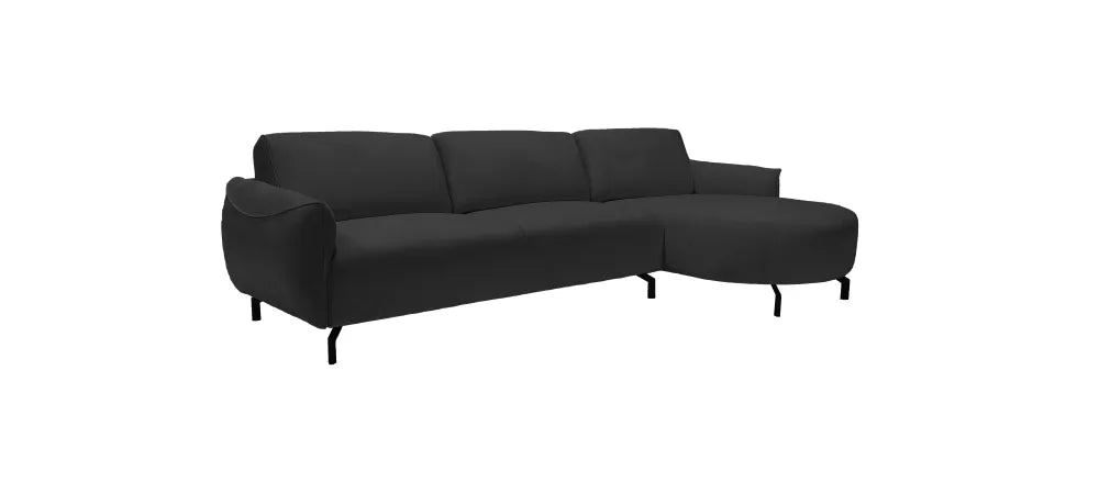 Canapé CARLTON ANGLE GAUCHE VELOURS BEIGE ET NOIR 299X160