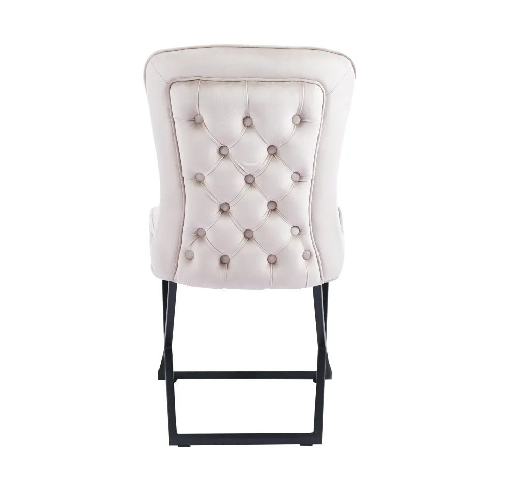 Chaise GABRIELLE METAL NOIR velours BEIGE, TAUPE, ANTHRACITE et NOIR