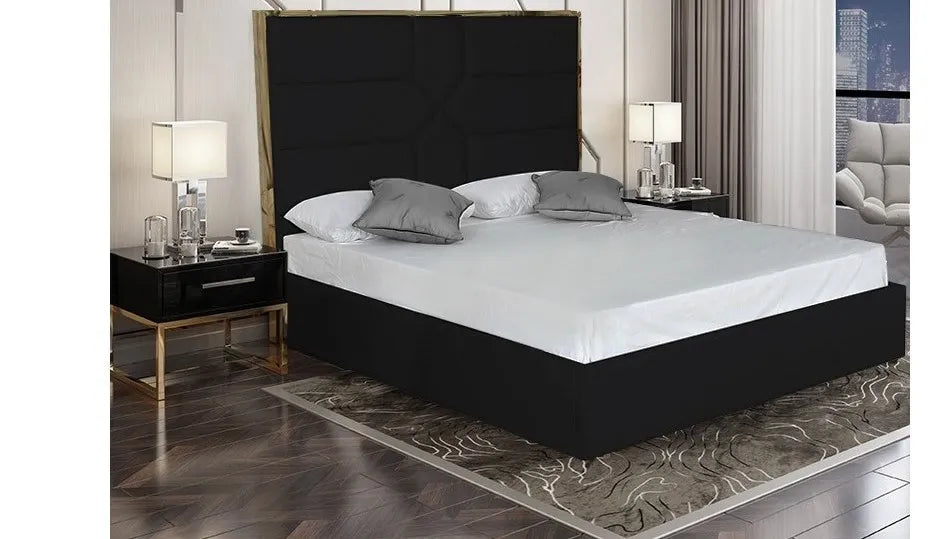 Lit GOLD MARK simili cuir NOIR 160x200cm