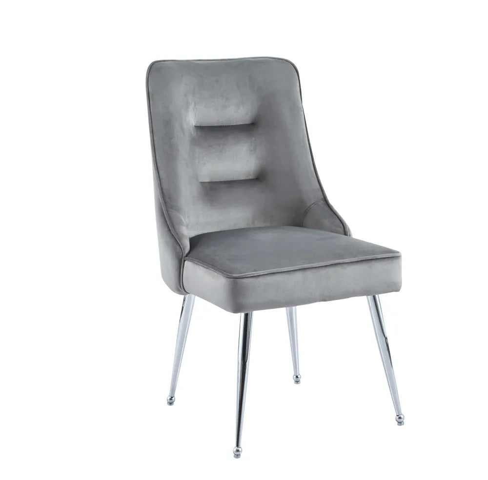 Chaise ZIP PIED CHROME velours MOKA, BEIGE, ANTHRACITE, NOIR et ROSE