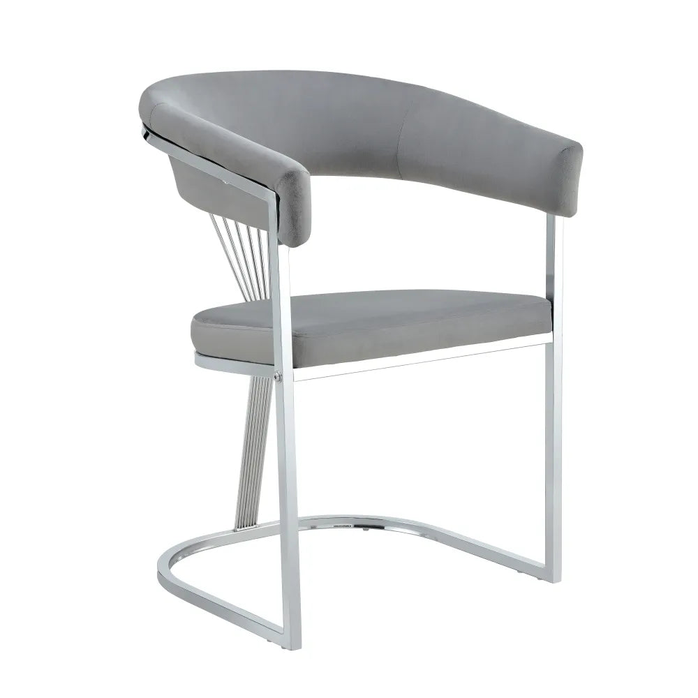 Chaise BRITTANY CHROME velours gris SILVER, BEIGE