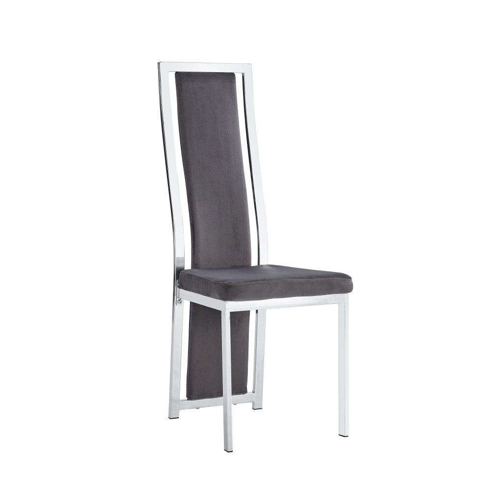 Lot de chaises Dana velours contour chromé #couleur_gris