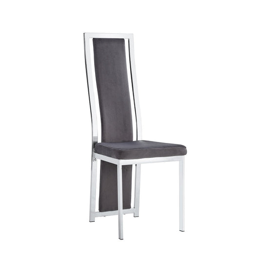 Lot de chaises Dana velours contour chromé #couleur_gris