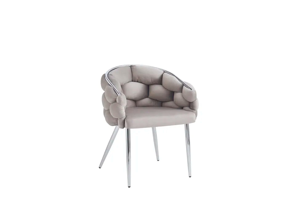 Chaise BALLON pied chrome velours NOIR, BEIGE et TAUPE