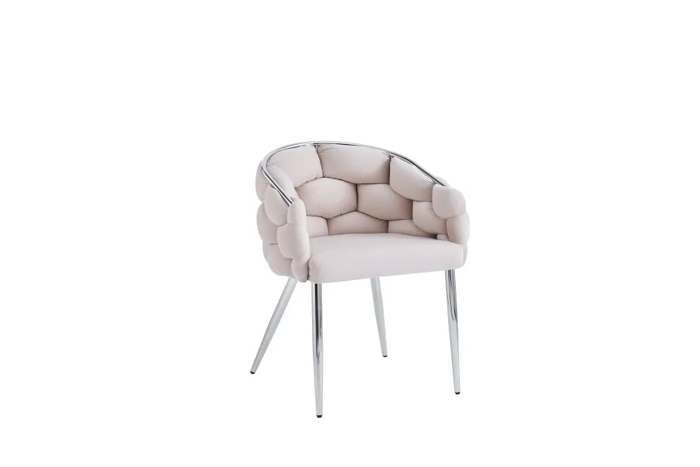 Chaise BALLON pied chrome velours NOIR, BEIGE et TAUPE
