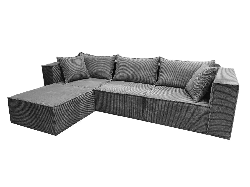 Canapé MODULO 3+1 côtelé gris angle universel 305x192cm