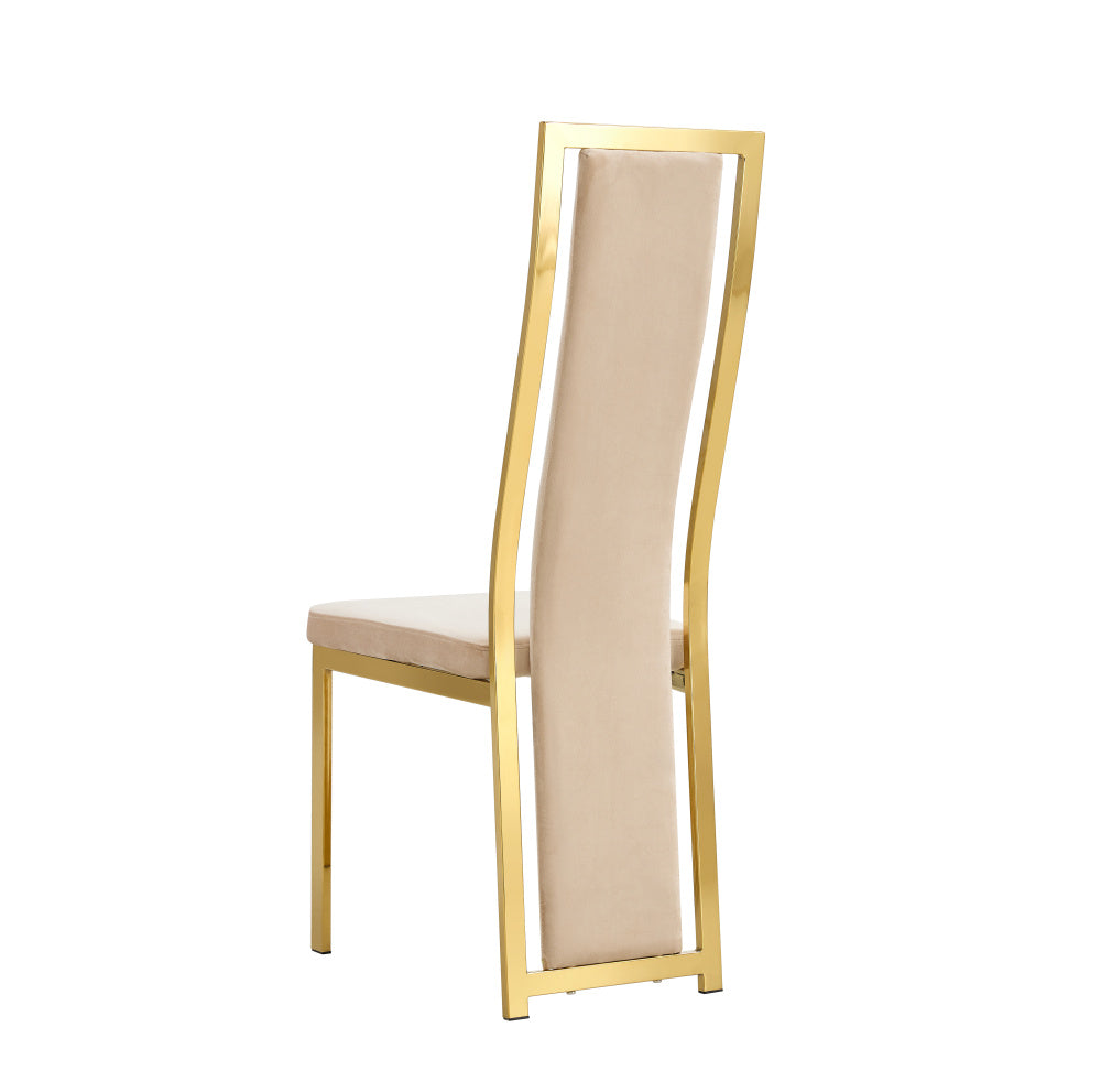 Lot de 6 chaises Dana velours contour Gold #couleur_beige