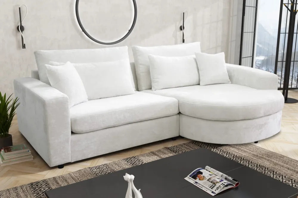 Canapé TURIN angle droit ou gauche doudou boucle 275x165cm