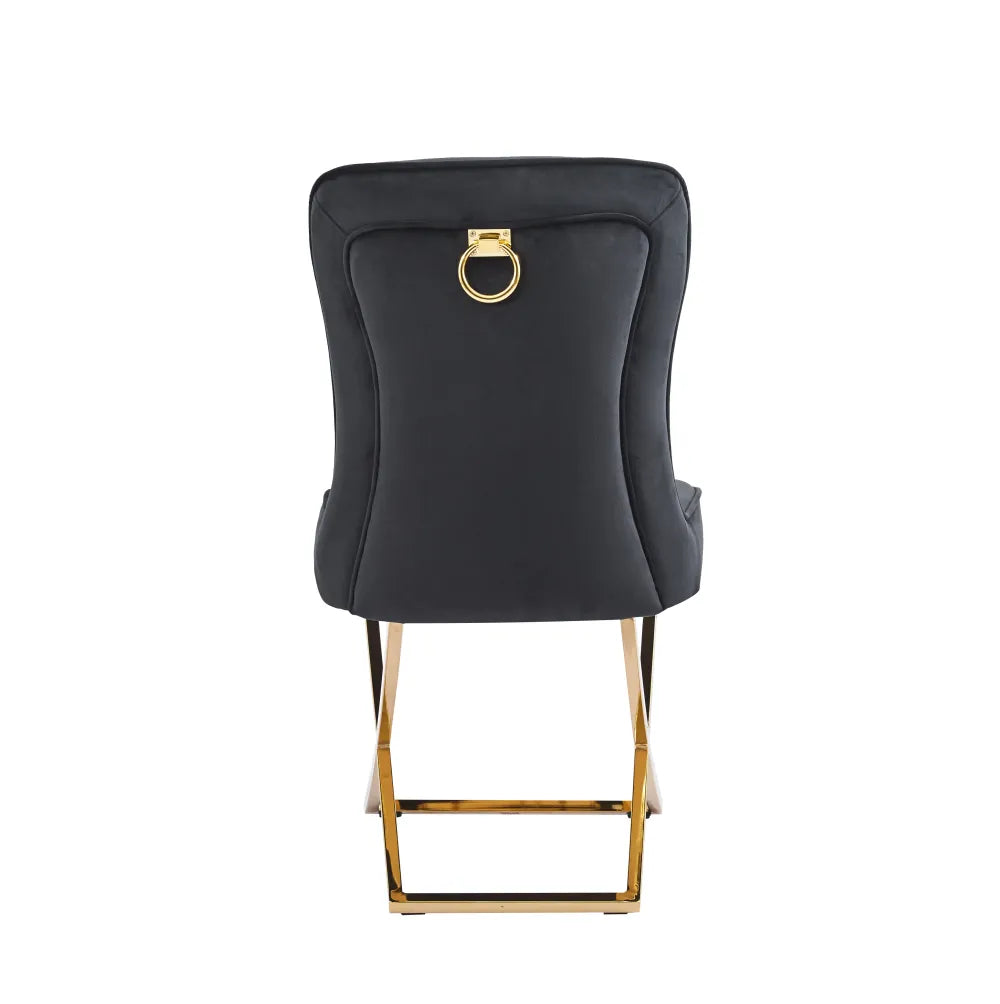 Chaise JOSEPHINE pied GOLD assise BEIGE et NOIR