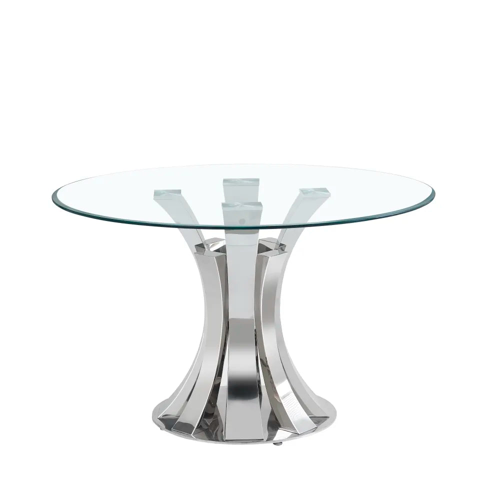Table à manger JUDITH CHROME TRANSPARENT 120cm