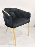 Chaise BALLON pied GOLD velours NOIR, TAUPE, BEIGE  et ANTHRACITE