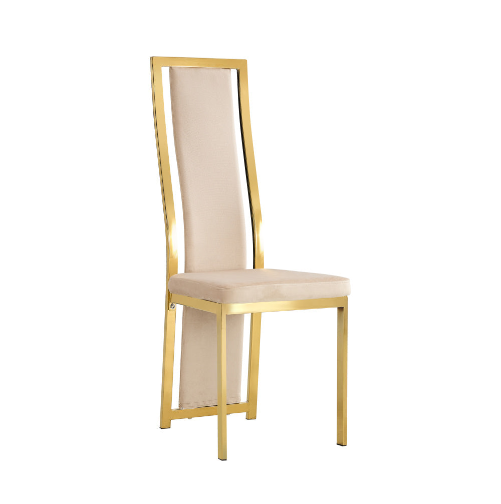 Lot de 6 chaises Dana velours contour Gold #couleur_beige