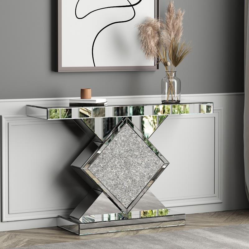 Meuble Console LOSANGE full Miroir et Strass  