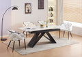 Table repas EXTENSIBLE GARCIA METAL NOIR MARBRE BLANC 160x90 / 200x90 cm
