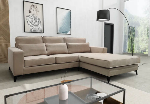 Canapé MADRID angle droit velours beige 265x200cm