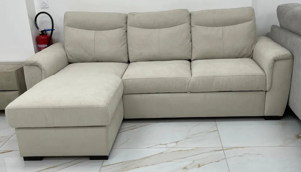Canapé AMALFI GRIS, ANTHRACITE, BEIGE convertible angle réversible 238x155cm