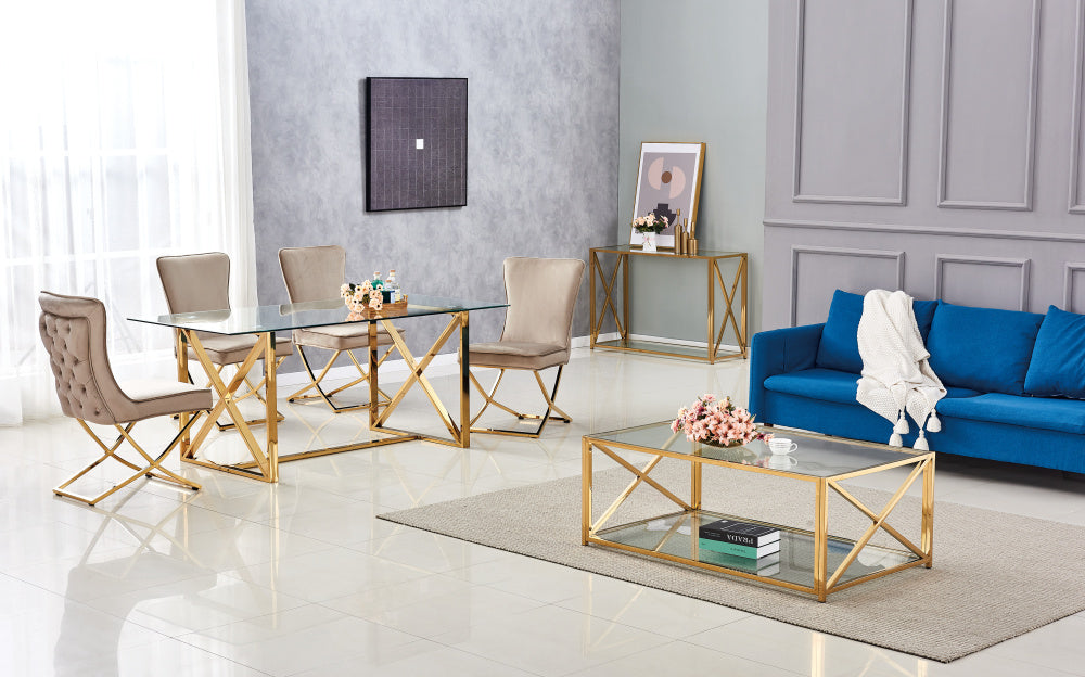 Table console KENSY en verre 120x40x78 cm #couleur_gold