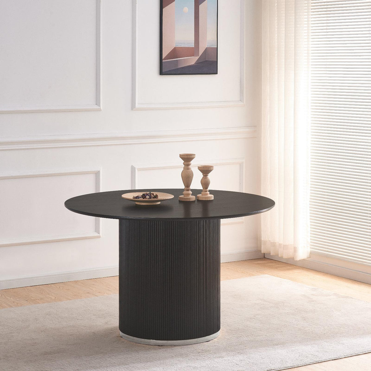 Table à manger MAYA NOIR BORDURE ARGENT 120cm