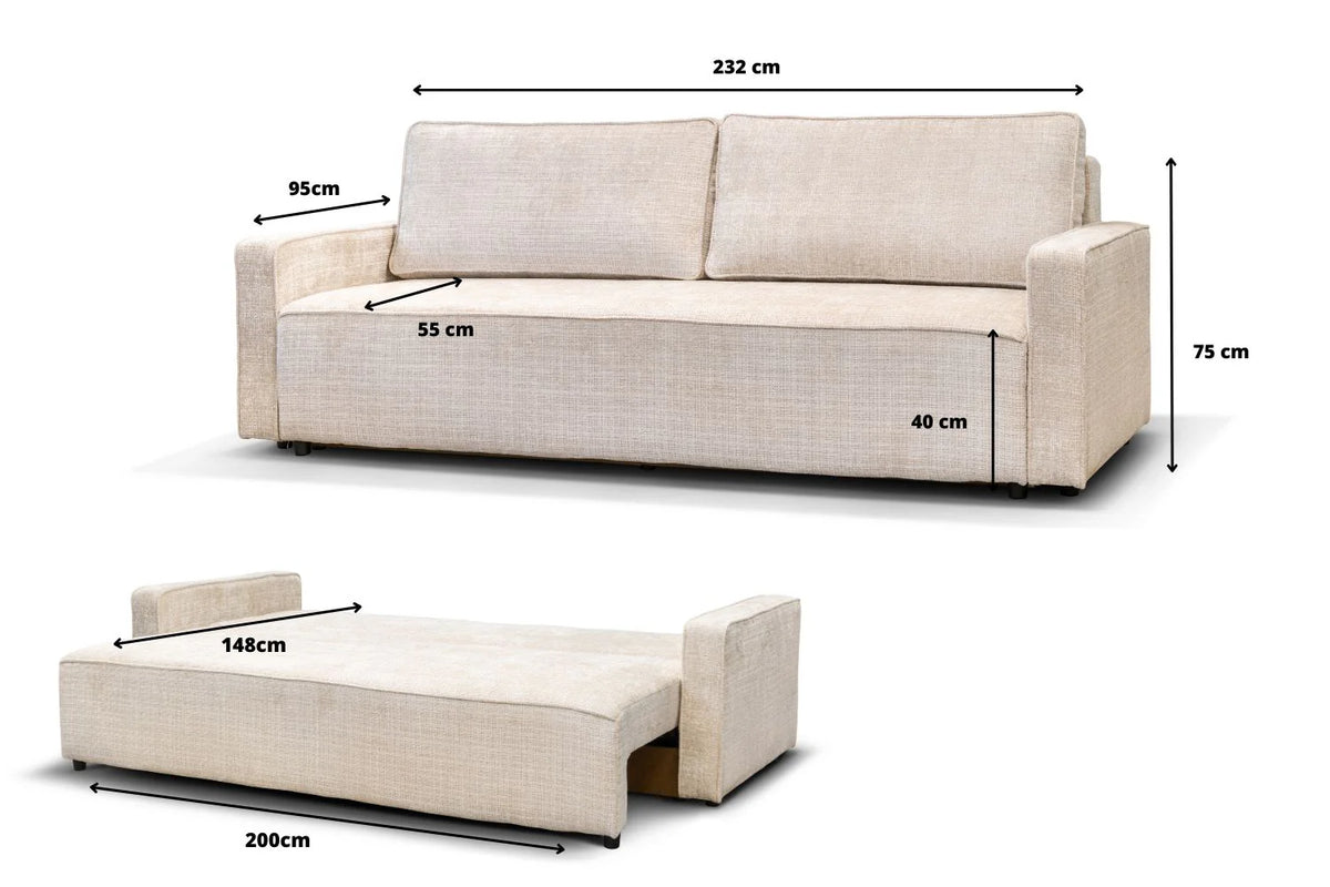CANAPÉ CONVERTIBLE NICOLE BEIGE  232CM