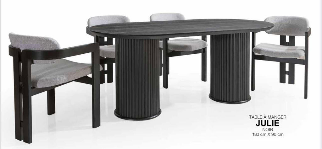 Table à manger JULIE couleur NOIR, NOYER, LAQUE-TAUPE, BLANC 180x90cm