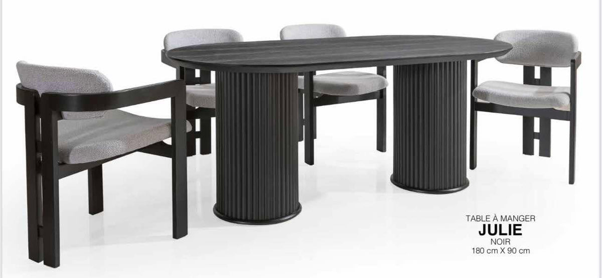 Table à manger JULIE couleur NOIR, NOYER, LAQUE-TAUPE, BLANC 180x90cm