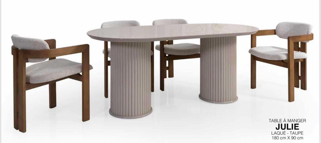 Table à manger JULIE couleur NOIR, NOYER, LAQUE-TAUPE, BLANC 180x90cm