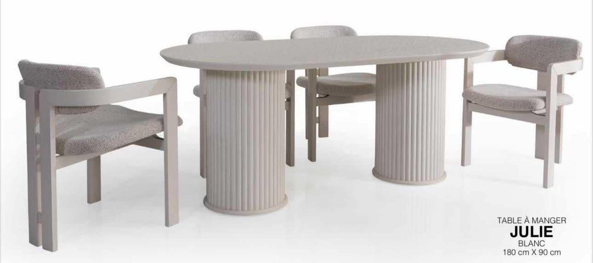 Table à manger JULIE couleur NOIR, NOYER, LAQUE-TAUPE, BLANC 180x90cm